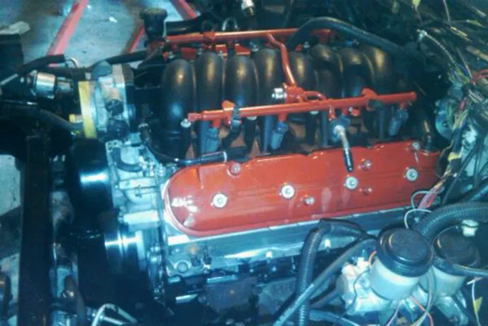 The engine is in and waiting for the PS pump and alternator to be installed.