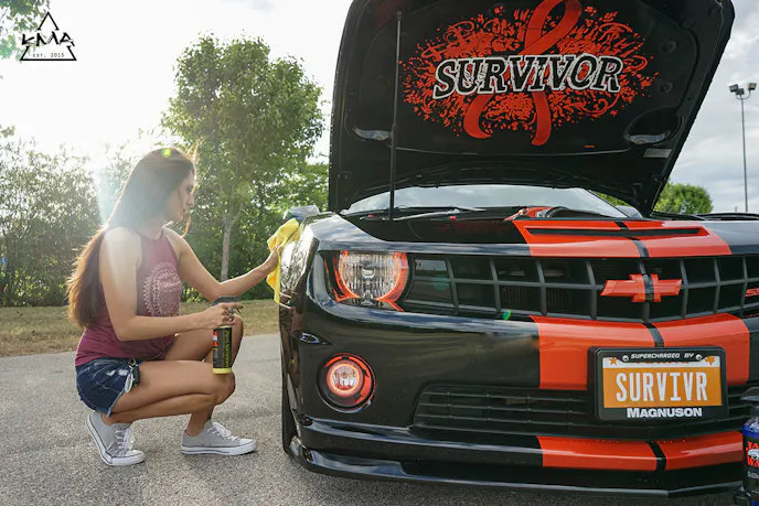 Kristin likes to keep SurvivorCamaro clean and shiny.