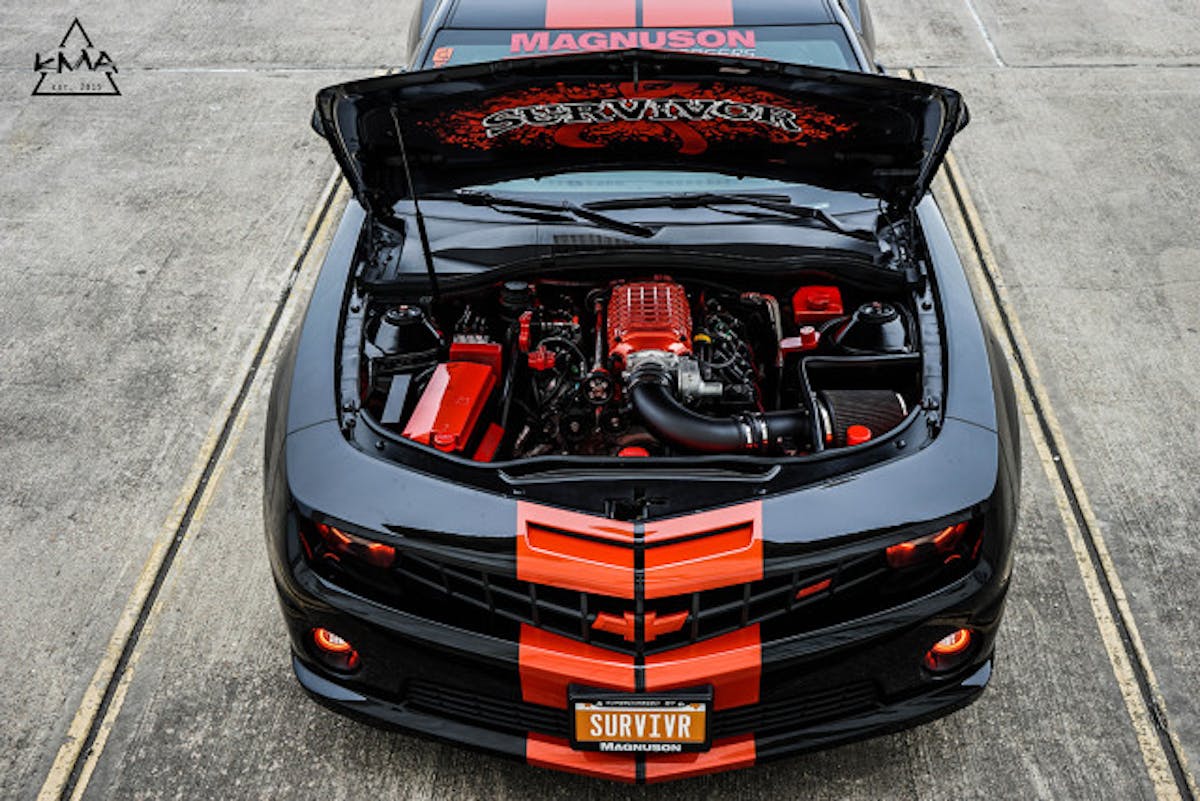 The orange powder-coated Magnuson makes a statement of its own.