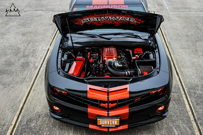 The orange powder-coated Magnuson makes a statement of its own.