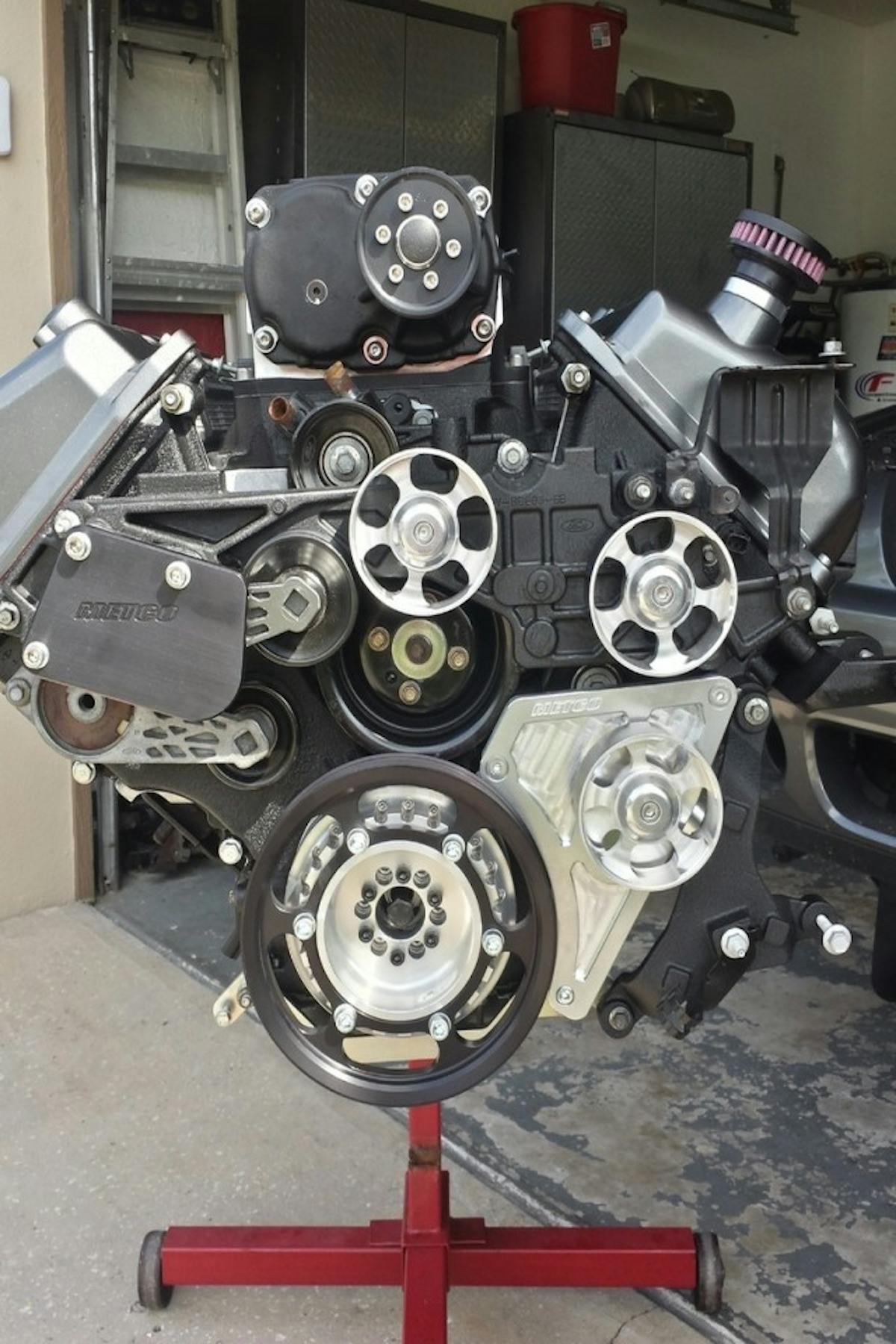 The Metco Motorsports front accessory drive components and pulleys are a work of art, but also work, as intended.