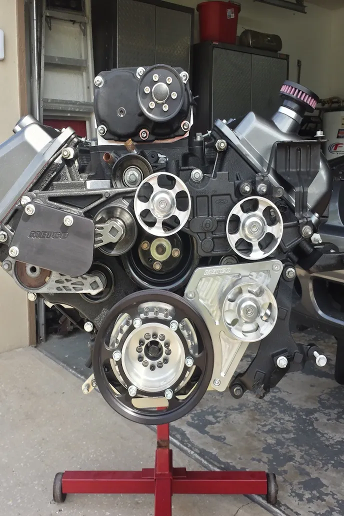 The Metco Motorsports front accessory drive components and pulleys are a work of art, but also work, as intended.