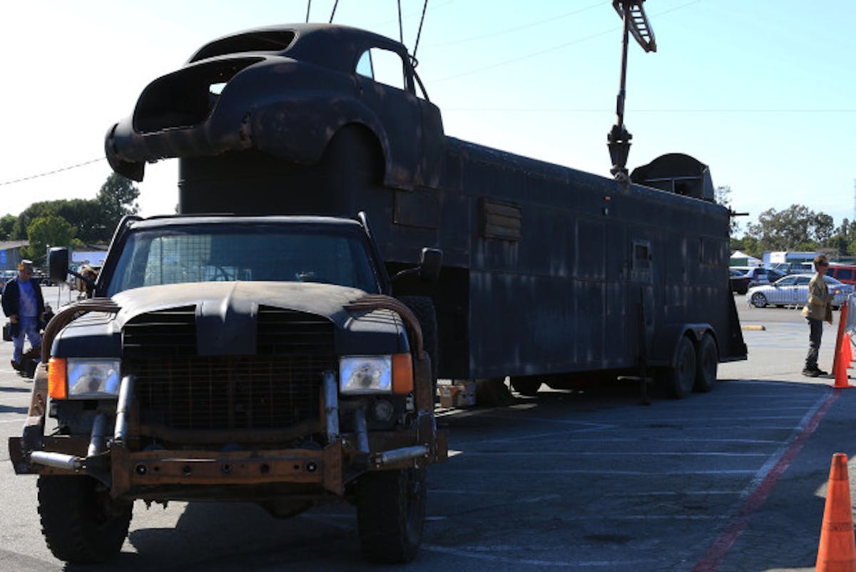 This beast was the first to greet us upon arrival at the Wasteland World car show. This Ford F150 and trailer belong to the organizers of the event, and the trailer hauls all of the supplies and merch for the event.