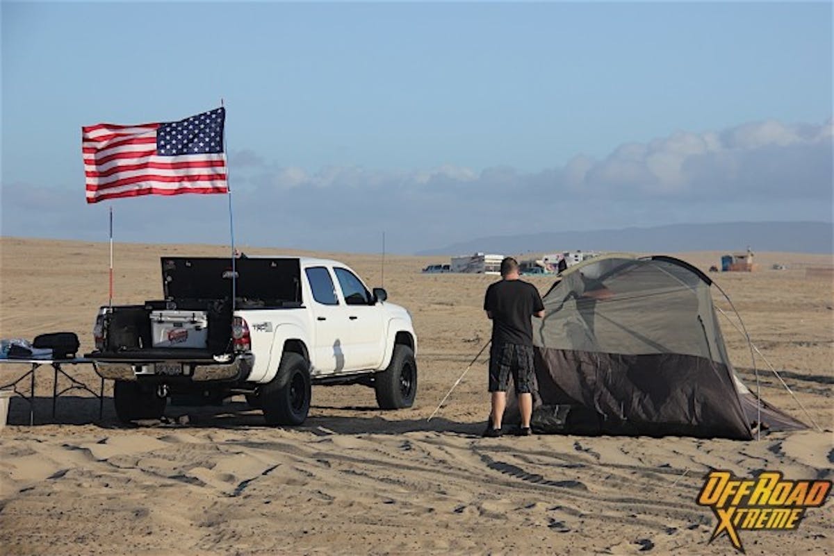 Gusty winds made setting up camp a bit of a hassle, but we all made it happen.