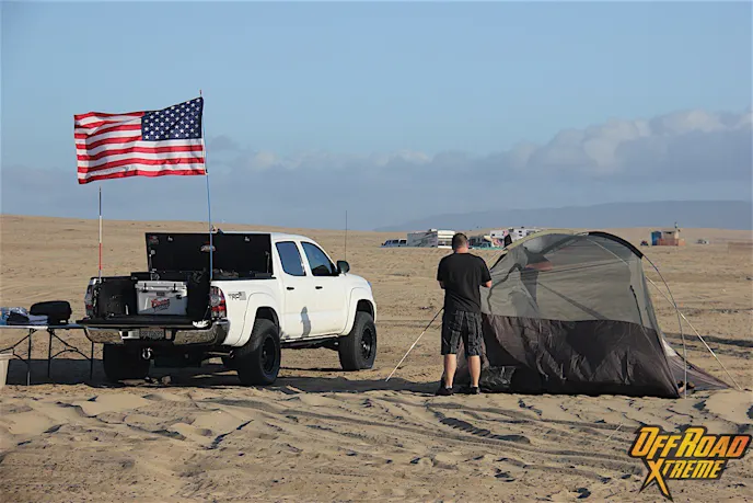 Gusty winds made setting up camp a bit of a hassle, but we all made it happen.