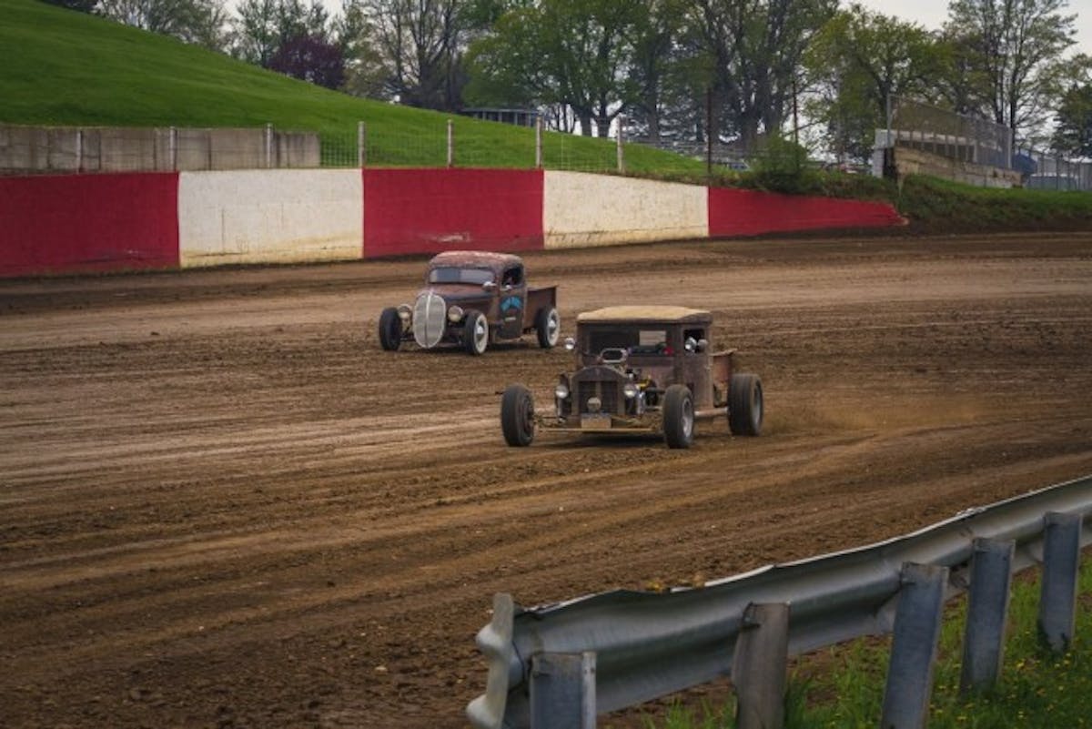 Slippin' and slidin' around the 3/8 mile track at the Dubuque Farigrounds
