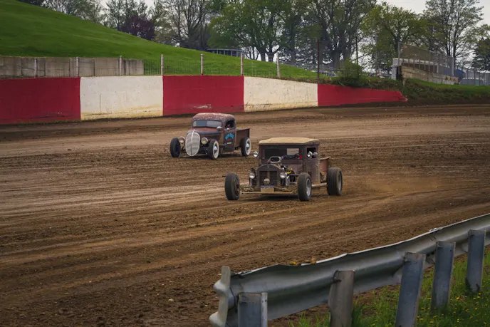 Slippin' and slidin' around the 3/8 mile track at the Dubuque Farigrounds