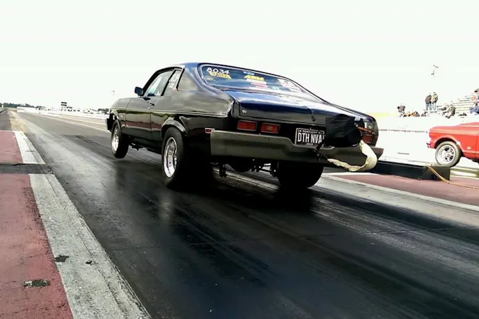 Ben Stark caught this launch shot of Craig and his Nova on a recent track outing. Craig runs Billet Specialties wheels, and either a Mickey Thompson or Hoosier drag radial, depending on the class and venue.