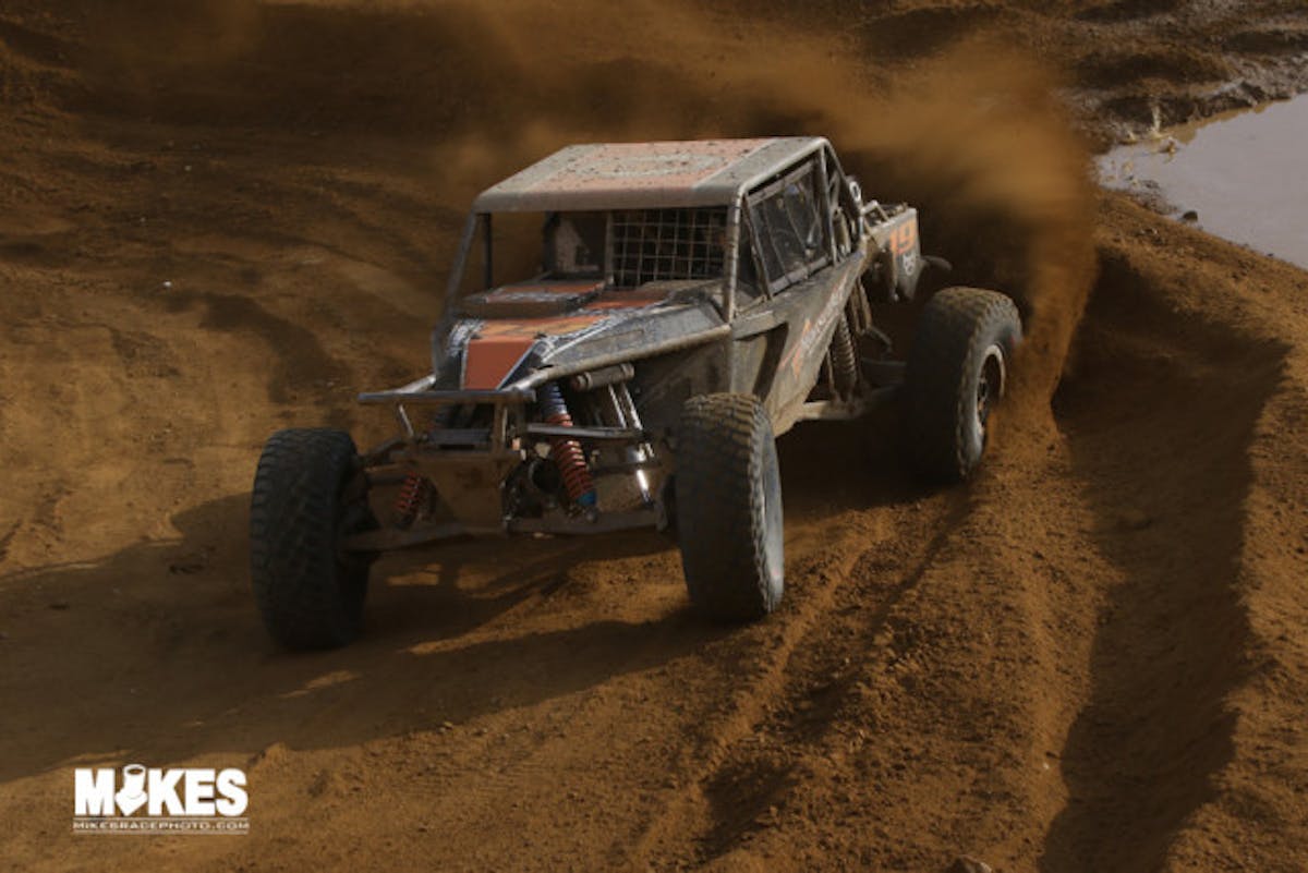 Paul Horschel sustained front end damage after being hit on the course. He would race the final heat in rear wheel drive only.