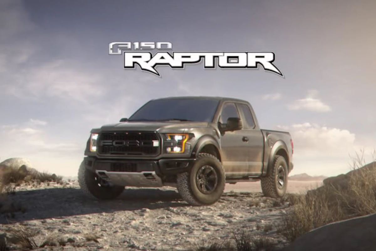 The 2017 Ford F-150 Raptor is one hungry carnivore. Images from video screenshots.