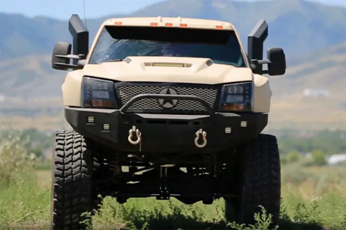 Diesel Brothers creations like this Duramax used plenty of military components.