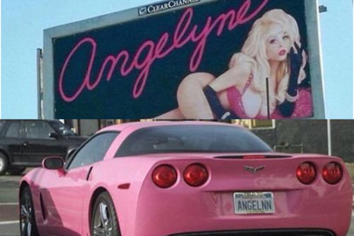Los Angeles icon Angelyne is selling her hot pink Corvette. Image courtesy eBay.