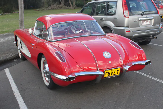 This 1955 Corvette looks like its owner participated. Image courtesy Wikimedia Commons.