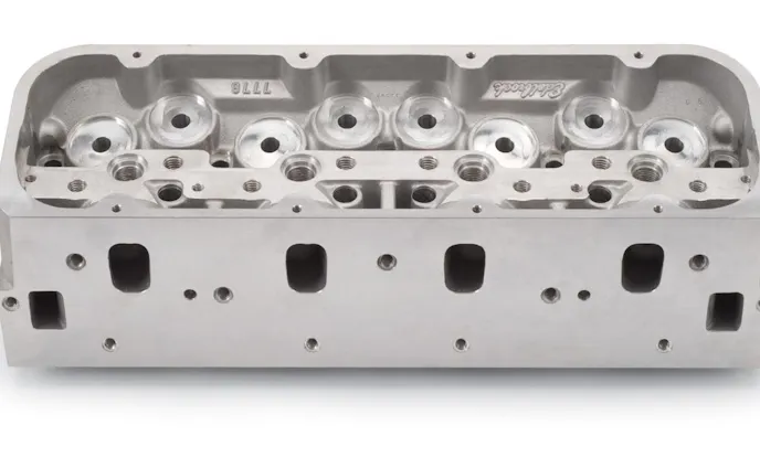 This photo from the Summit catalog shows how much extra "meat" the new Edelbrock Pro-Port RAW and Semi-Finished Heads have.