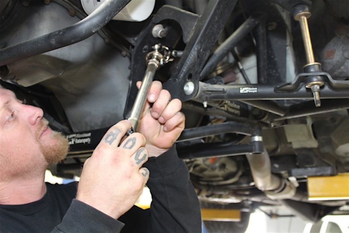 Test fitting the new supplied splined shaft and universal joint assembly.