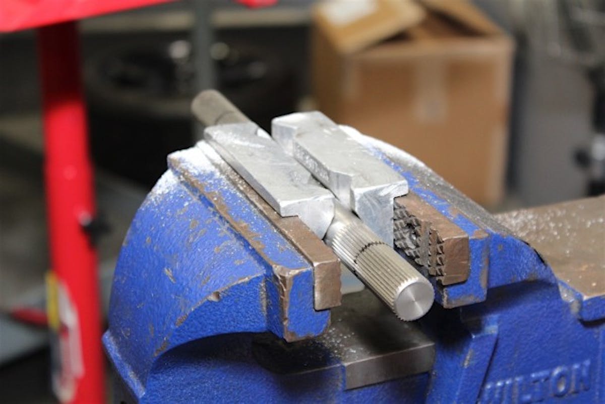 After modifying the new shaft assembly, we were able to place our new power steering rack in with ease and tighten up the existing inner tie-rods and new outer tie-rods.