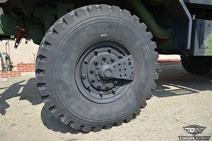 One of the key features of the A2 variant is the central tire inflation system. This system provides control over the air pressure of each tire on the fly in order to improve its performance over varying surfaces, thereby improving maneuverability substantially. The CTIS also allows the driver to maintain air pressure in the event of a puncture so that the vehicle can still be driven with a slow leak. Considering the fact that each one of these tire and wheel combinations weigh several hundred pounds each, this functionality is vital out in the field.