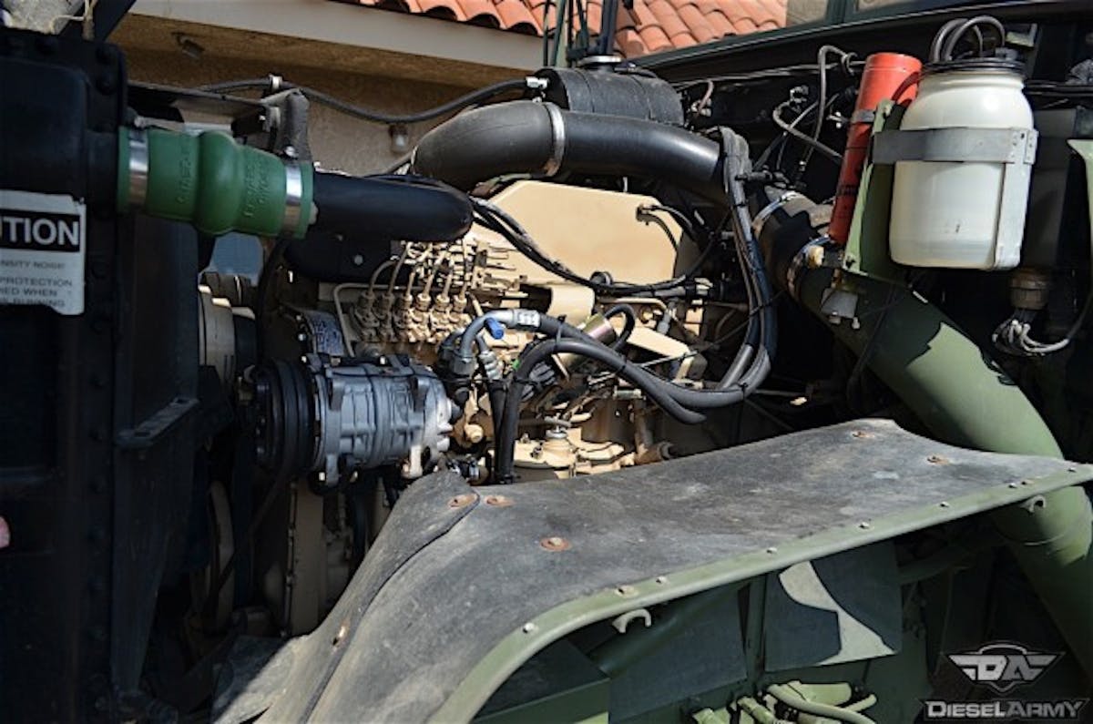 This turbocharged, 504 cubic inch Cummins 6CTA8.3 motor has substantially warmed over to provide significantly more power than it did in its stock configuration, yet it still yields 14-16 mpg according to Dicarlo. Not bad for a truck weighing eleven tons. 