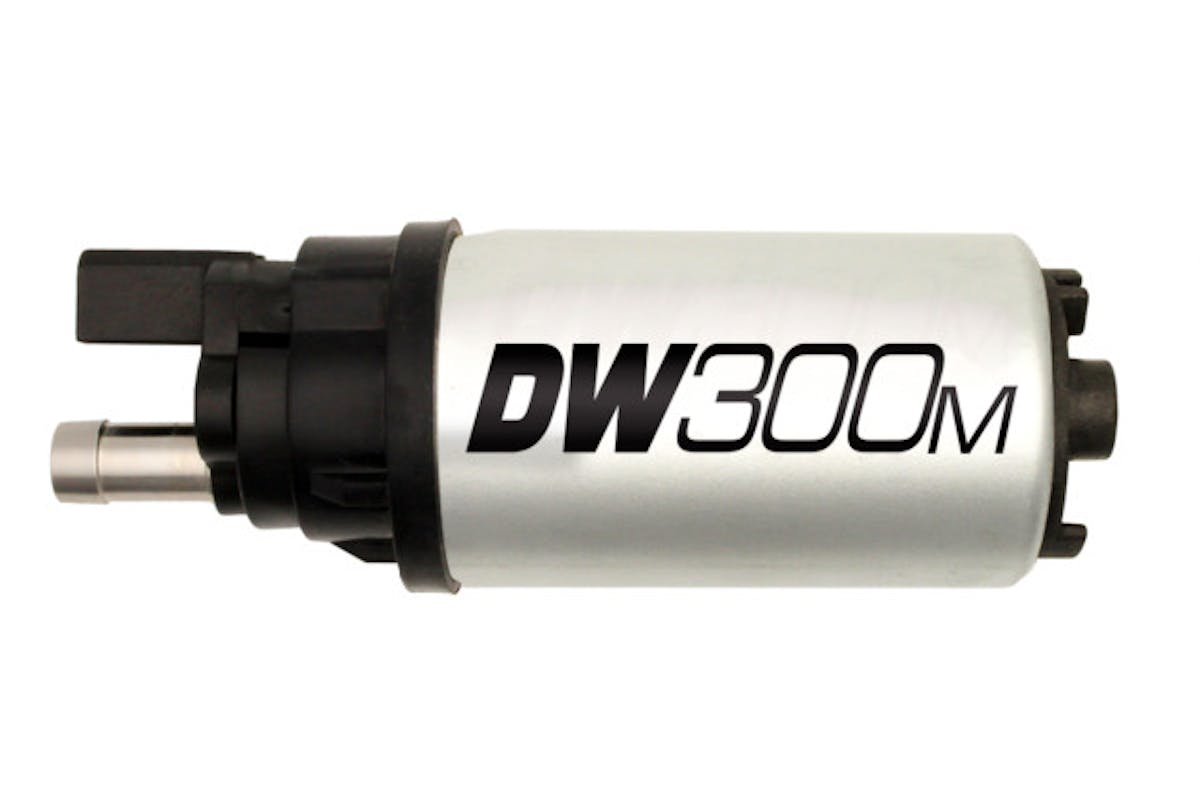 While the stock fuel pump for the Coyote is a stout piece, if you're planning to run E85 fuel, you'll want to switch over to an aftermarket piece like the DW300m (PN DW300m). Direct fit with no need for wiring of cutting, it boasts a flow rate of 340LPH.