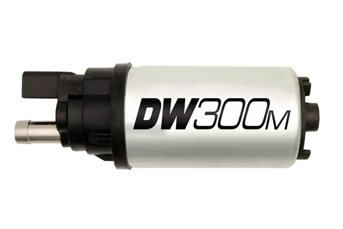 While the stock fuel pump for the Coyote is a stout piece, if you're planning to run E85 fuel, you'll want to switch over to an aftermarket piece like the DW300m (PN DW300m). Direct fit with no need for wiring of cutting, it boasts a flow rate of 340LPH.