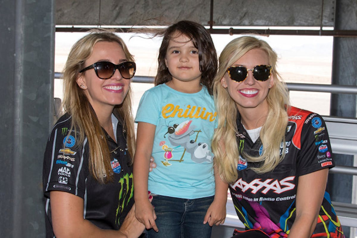 September 16, 2015: Courtney and Brittany Force participate in a NHRA Countdown media event at The Strip at Las Vegas Motor Speedway in Las Vegas, NV.