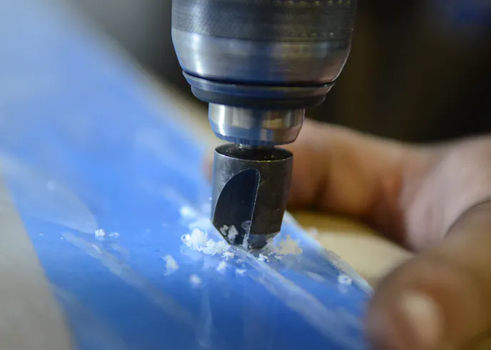 Before final installation, we drilled out countersinks using a countersink drill bit.