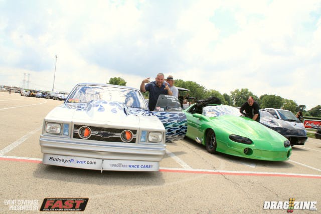 Radial Wars racer Mike Hupp ran a 4.49 at 150 MPH on his first qualifier today despite the trans not shifting out of first gear. This was his first time on the Mickey Thompson 3062R  radial slicks. The required tire in the new Limited Drag Radial class. Engines are done by Dustin Hiday at Simple Engine and Machining with chassis work by Andy Smith at Pro Tree Race Cars. Mike father in law Bob assists with tuning.