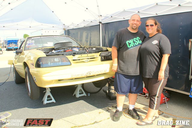 Mike Gucciardo runs this cream yellow car in Pure Street for two years now in the class after switching from Mean Street. He has a fresh 311 in engine topped with Trick Flow heads from Kalui Motor Services out of South Bend, Indiana backed by a Tremec TKO 600 Trans from Walt at Pro Motion. Mike is a 19 year cancer survivor sporting a Livestrong badge on the front of the car. He gets help from Bruce Hmminger,  Mike Washington and Ed Curtis from time to time. This is the second event for the new combo after it's debut in Columbus, Ohio. They plan on doing a lot of testing before Bowling Green.