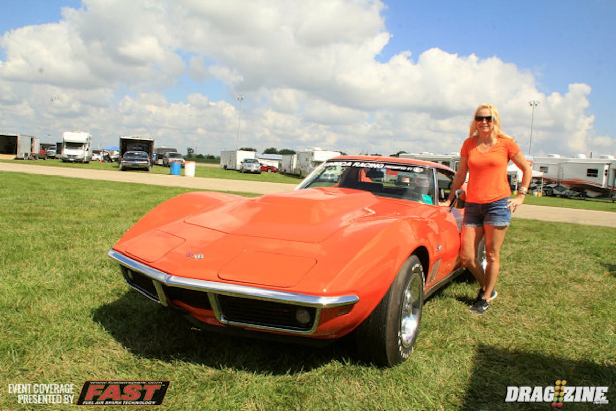 This 69 Corvette belongs to a husband and wife team with matching cars though his car is not here this weekend. Julie Pennington runs her car in the Factory Stock class with an L88 427 running a best ET of 10.87 at 125 MPH with the attention to detail really showcasing the potential of factory stock muscle cars.