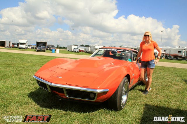 This 69 Corvette belongs to a husband and wife team with matching cars though his car is not here this weekend. Julie Pennington runs her car in the Factory Stock class with an L88 427 running a best ET of 10.87 at 125 MPH with the attention to detail really showcasing the potential of factory stock muscle cars.