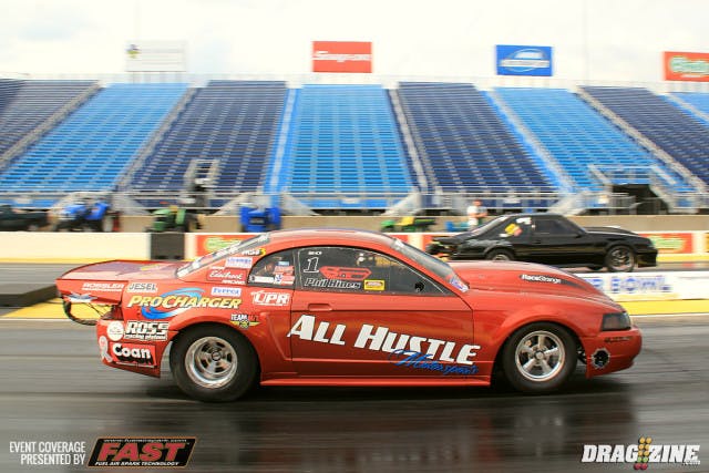 Phil Hines met up with Jackie McCarty in the Street Outlaw final but stumbled at the hit allowing McCarty to get out front and stay there with a 4.456 at 169.15 to Hines '4.55 at 165.66 MPR run.