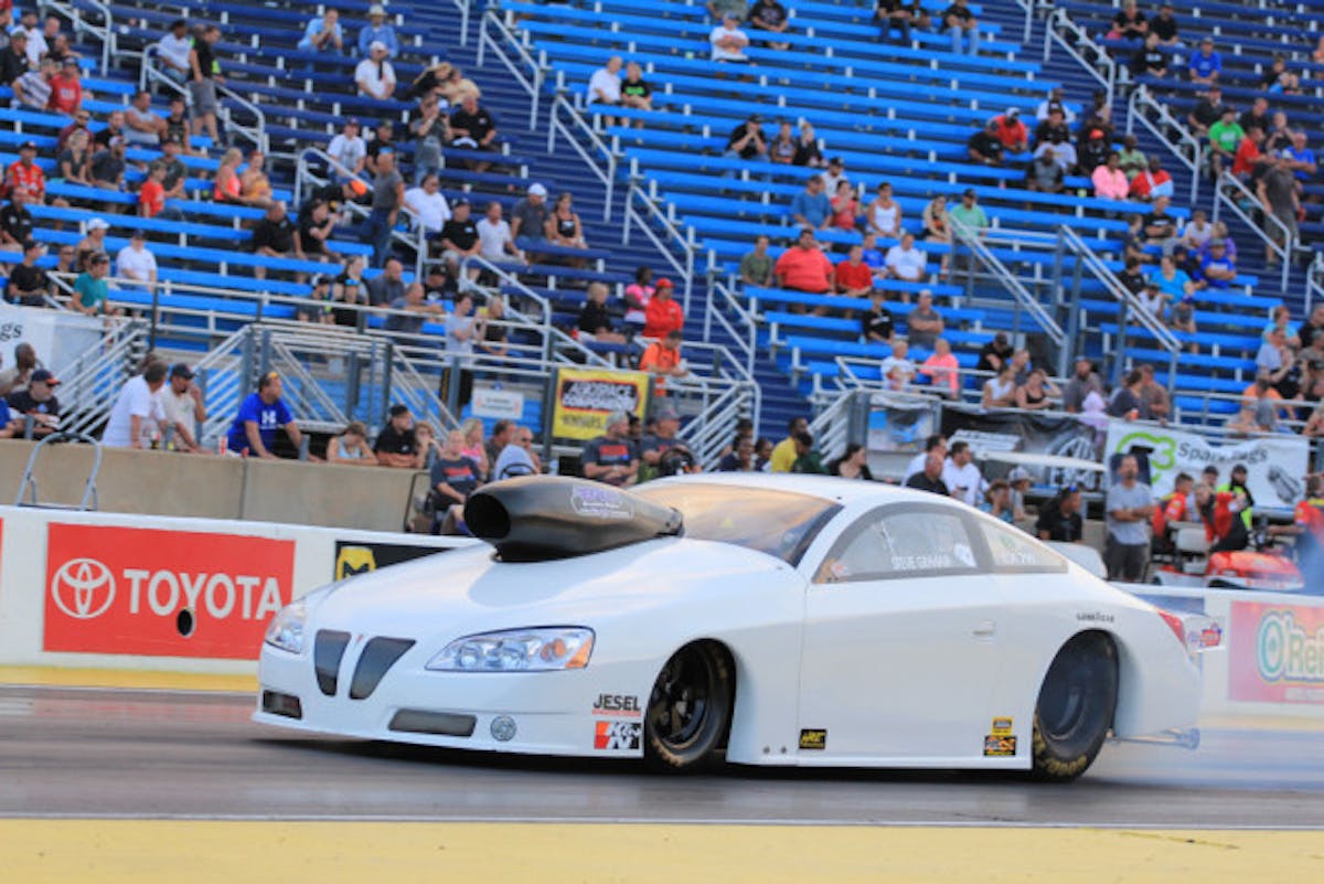 Steve Graham earned a hole shot win over Nino Cavallo in an all Dodge Avenger final. Graham nailed an .012 reaction to Cavallos .070,  7.011 at 196.39 to Graham's winning 7.032 at 196.04.