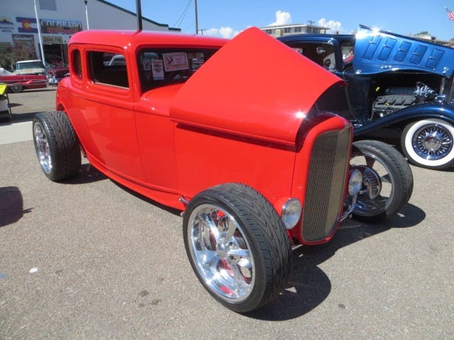 Mike Chrisinger of Highlands Ranch, Colorado, Red ’32 Ford 5 window