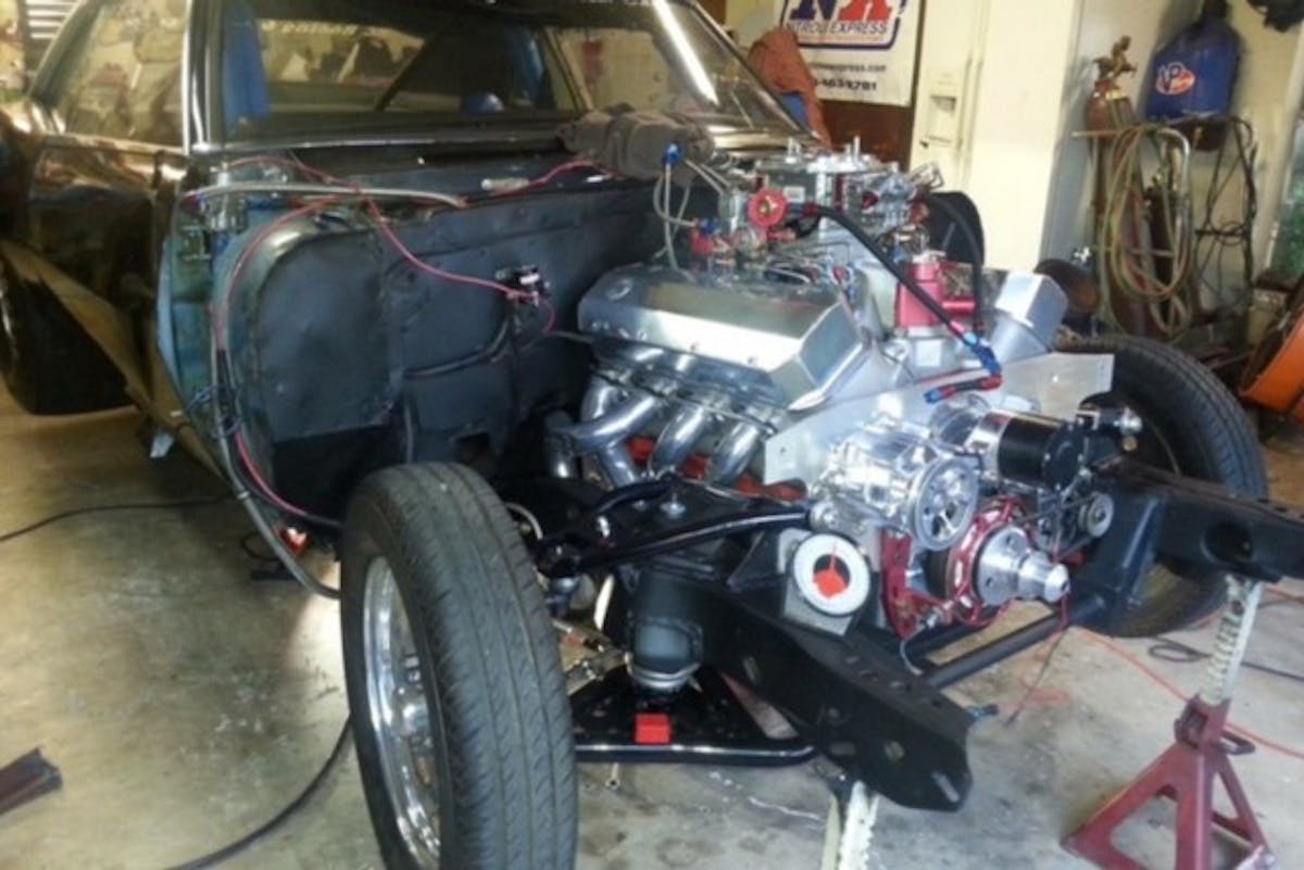 This is the 588-inch big block Chevy combination, but the engine is out at the moment, getting punched out to 612 cubic inches. To help Keith keep up with the current crop of chassis cars and Pro Mods, he'll be spraying three stage of Nitrous Express goodness.