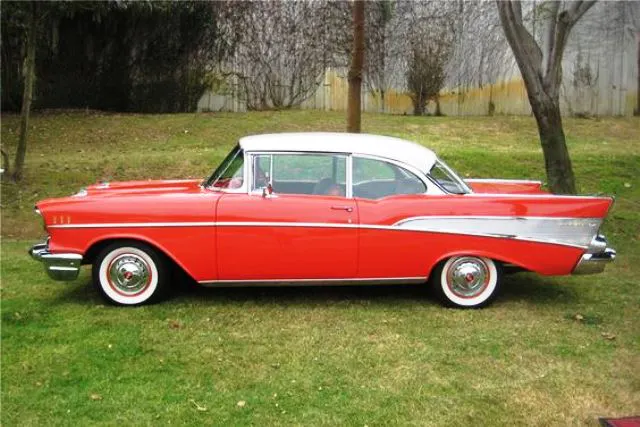 This 1957 two-door post, Chevrolet Bel Air Hardtop Coupe is representative of the car that was featured on a Mike & Molly episode.