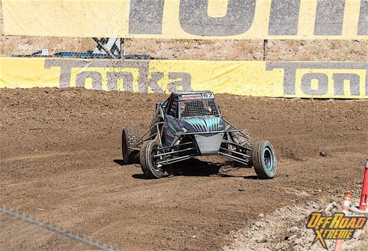 Kevin McCullough blasts around the turns maintaining speed into the straightaway.