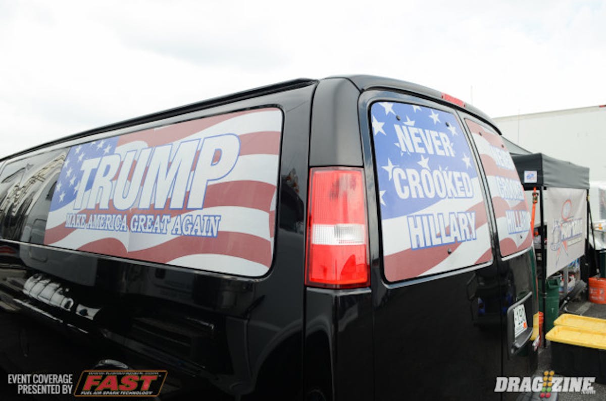 Depending on which side of the political spectrum you're on, you either love or loathe Pro Mod racer and former Top Alcohol Dragster world champion Jim Whiteley's tow van.