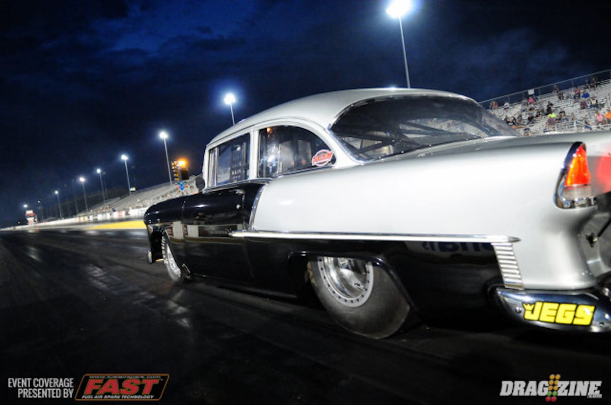 Williamson, Missouri's Jeff Hansen campaigns this gorgeous 1955 Chevy Belair in the Radial vs The World class. Hansen has been a 5.31 at 146 mph best this weekend.