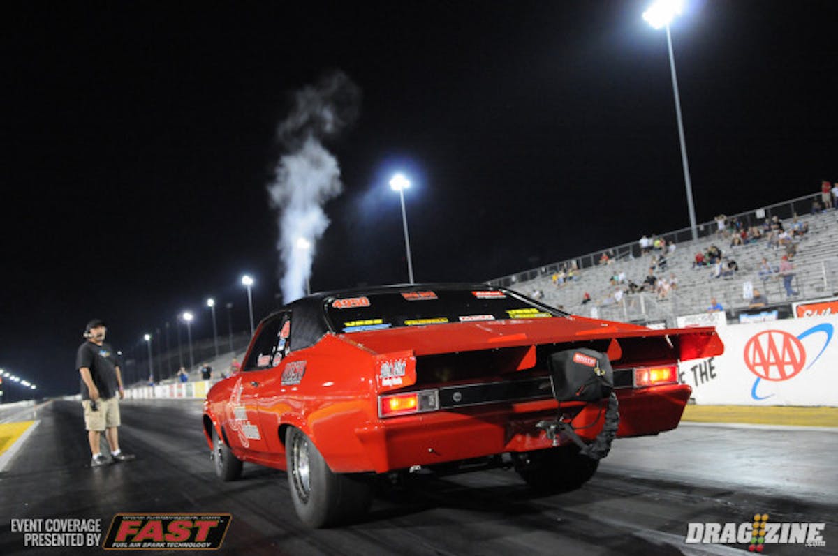 Moore, Oklahoma racer Odie Sturgeon took his nitrous-fed Nova to the top of the 275 Radial order in the third session with a great 4.497 at 157.14 mph, moving Thursday leader Cecil Whitaker down to second with his 4.52.