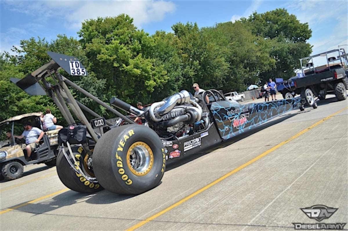 It may have crashed three weeks ago, but the Scheid Diesel dragster was back up and running great.