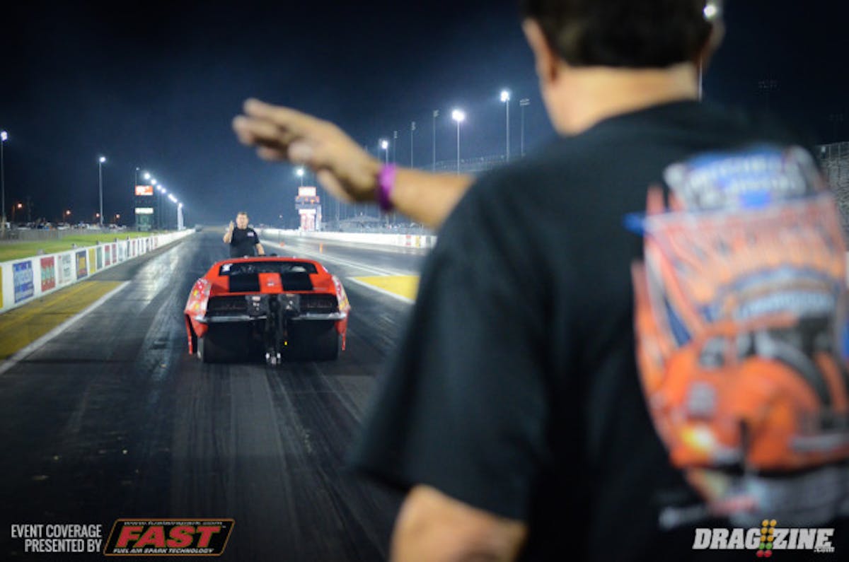 Jason Scruggs reeled off low ET of the weekend in the Outlaw Pro Mod finale, defeating Brandon Lewis in an excellent match. 3.61 to 3.67.