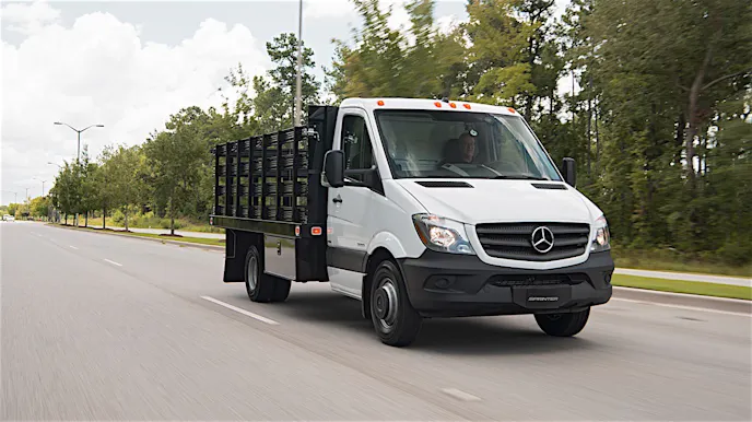 The Sprinter is available in a variety of bodies, including a stake-side suitable for farm use.