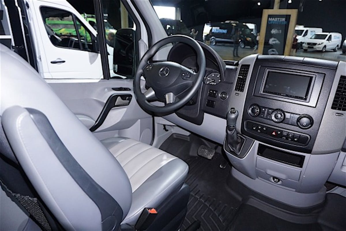 The interior of a Sprinter is a more basic implementation than a Mercedes passenger car, but some of the brand’s luxury touches are used to make the Sprinter more attractive than other work trucks.