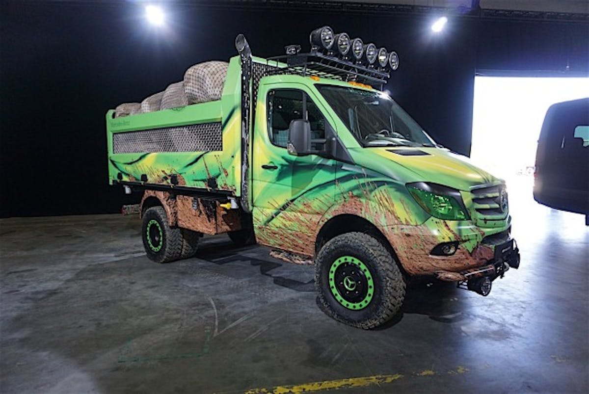 Mercedes created this ultimate 4WD truck to showcase the Sprinter’s versatility. This truck has dual-range 4WD and a diesel V6 engine.
