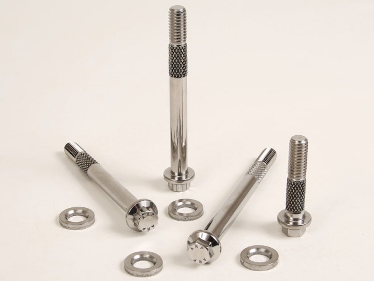 Like the OE starter bolts, these starter bolts from ARP have a specific shank diameter and knurling to help position the starter, and keep it from moving when torque is applied.
