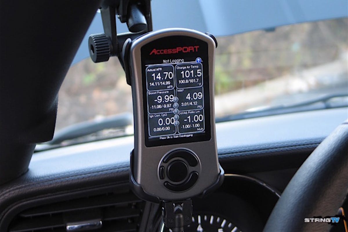 A Cobb Accessport with Tune+ custom calibration makes it all work, and an X-Force 3-inch turbo-back exhaust system with a 100-cell racing cat and dual Varex remote-controlled mufflers (to alter sound levels) complete the power-adding picture.