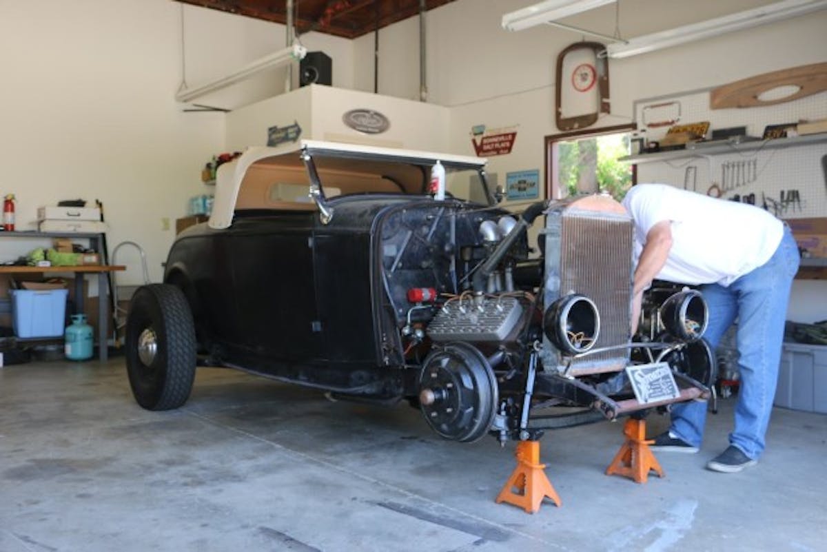 This 1932 Ford Roadster getting some attention to the radiator and cooling system. 