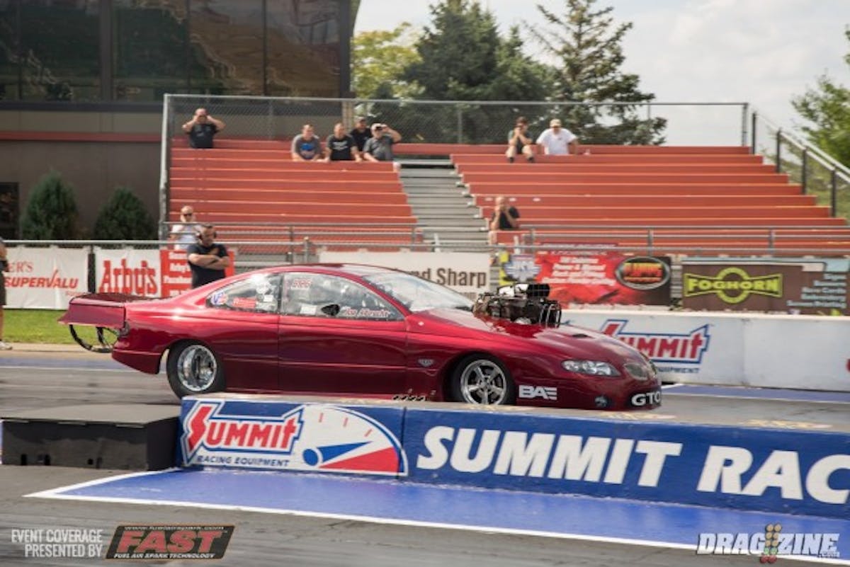The number one spot for Outlaw Limited Street went to Albrecht after running a 4.28 at 191mph.  The GTO seems to have a lot left on the table for the second qualifier with this first pass being VERY soft at the hit. 