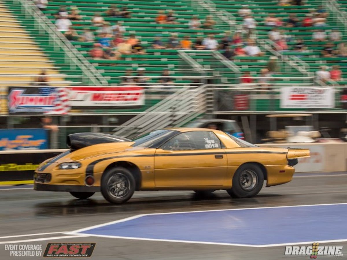 In X275 Jamie Stanton laid the law down and was able to rocket to the number one spot in his Camaro with a 4.58 at 158 mph. Right now he has number two qualifier Darren Hilterbran covered by a full tenth   after the first round. 