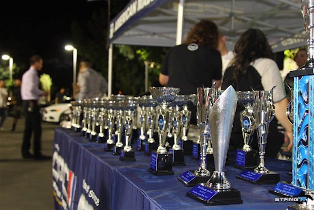 An abundance of trophies available as prizes for the numerous show awards at this year's MAD event, ranging from classic Mustangs to S550s, and everything in between.